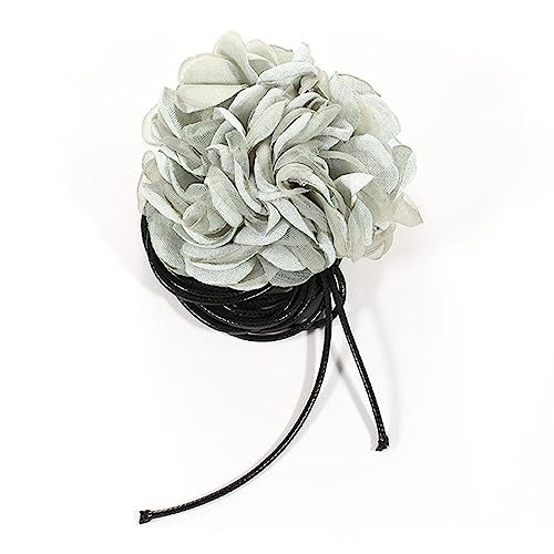 lxuebaix Handgefertigte Stoff-Blumen-Halskette, verstellbare Blumen-Krawatte, modisches Design, elegante Blumen-Halskette für Frauen und Mädchen von lxuebaix