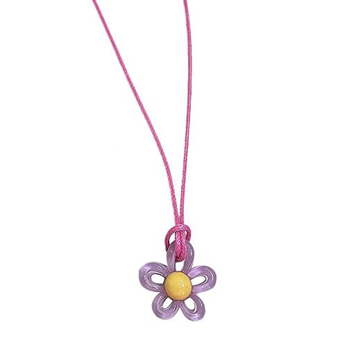 lxuebaix Hohle Blumen-Anhänger-Halskette, Schmuck, Acryl-Blumen-Charm, Schlüsselbeinkette, minimalistische Chocker-Halskette für Frauen und Mädchen von lxuebaix