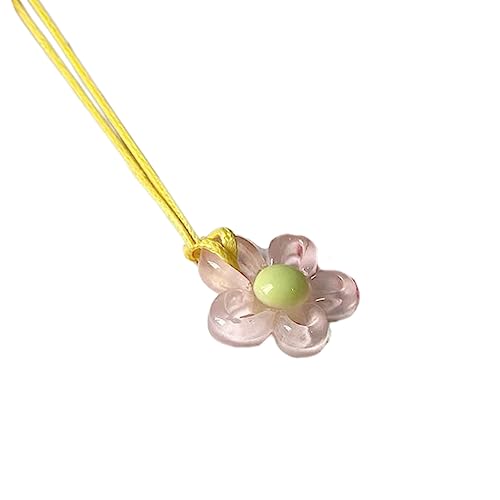 lxuebaix Mehrfarbige Blumen-Anhänger-Halskette für Frauen und Mädchen, trendige Schlüsselbeinkette, Halsreif, Urlaub, Party, Schmuck, Accessoire, Geschenk von lxuebaix