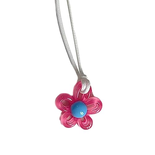 lxuebaix Mehrfarbige Blumen-Anhänger-Halskette für Frauen und Mädchen, trendige Schlüsselbeinkette, Halsreif, Urlaub, Party, Schmuck, Accessoire, Geschenk von lxuebaix