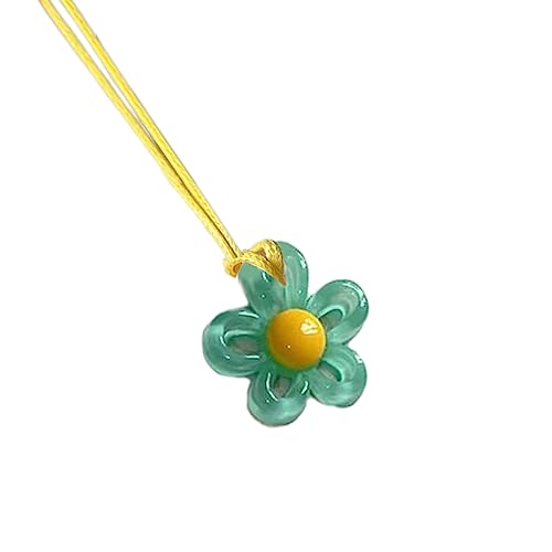 lxuebaix Mehrfarbige Blumen-Anhänger-Halskette für Frauen und Mädchen, trendige Schlüsselbeinkette, Halsreif, Urlaub, Party, Schmuck, Accessoire, Geschenk von lxuebaix