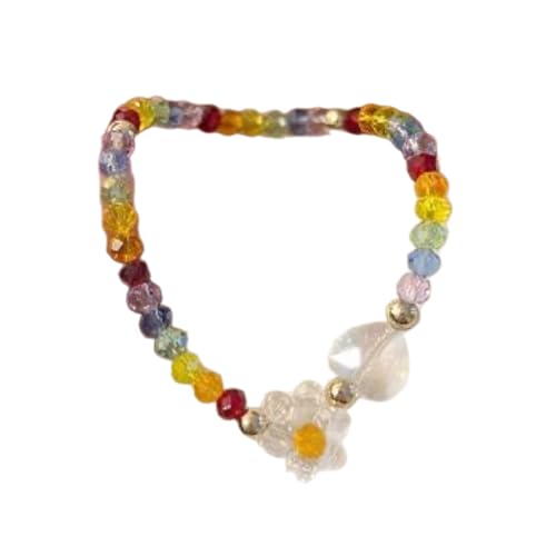 lxuebaix Modische bunte Kristall-Perlen-Armbänder, einfache elastische Kordel-Armbänder, süße Blumen-Charm-Armband, stapelbare Armbänder von lxuebaix