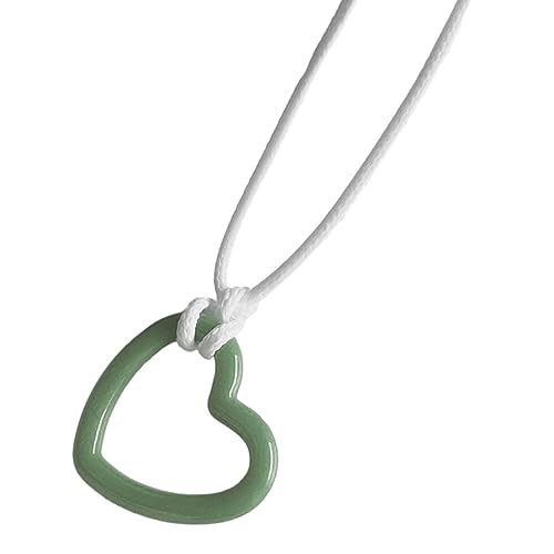 lxuebaix Modische hohle Harz-Herz-Anhänger-Halskette, einfacher Halsreif, bunte Seil-Halskette, einzigartiger Schlüsselbein-Kettenschmuck von lxuebaix