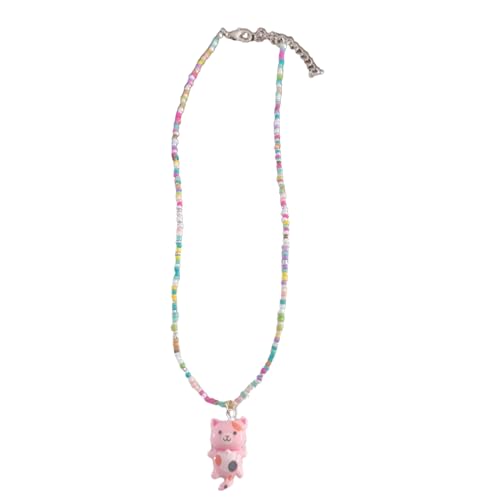 lxuebaix Perlen-Halskette, bezaubernde Katzen-Anhänger-Halskette, Temperament-Schlüsselbeinkette, modischer Schmuck, Geschenk für Frauen und Mädchen von lxuebaix