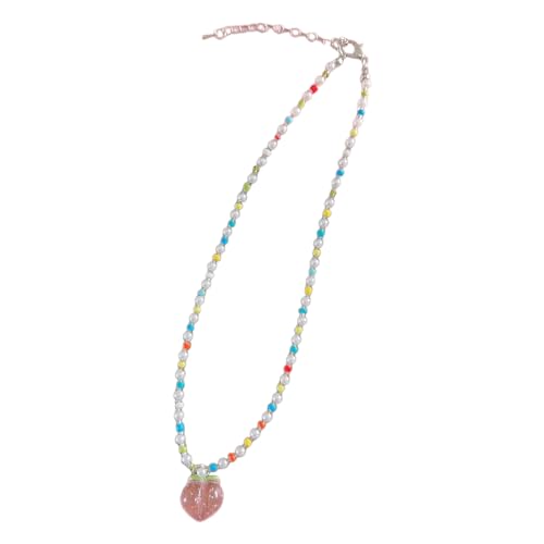 lxuebaix Pfirsich-Halskette, Perlenketten, Pfirsich-Schmuck, kleiner Pfirsich-Anhänger, Choker-Perlen, Material, perfektes Geschenk für Mädchen und Teenager von lxuebaix