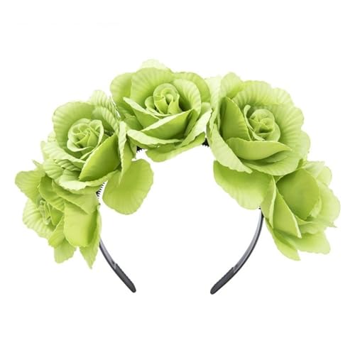 lxuebaix Realistisches Blumen-Stirnband, böhmische Krone, Kopfschmuck, bunte Rose, Blumen-Haarband, Damen, Hochzeit, Party, Bühnenzubehör von lxuebaix