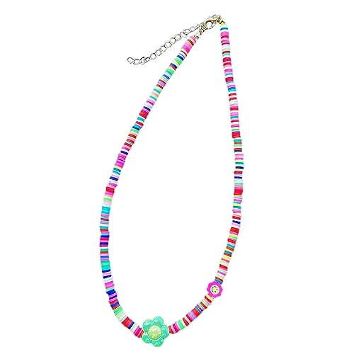 lxuebaix Regenbogen-Süßigkeitsfarben-Blumen-Anhänger-Halskette für Frauen, Böhmen-Perlenkette, Halsreif, Dopamin-Halskette, süßer Schmuck, Geschenk von lxuebaix