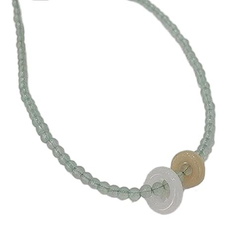 lxuebaix Retro-Stil Schlüsselbeinkette Jade Halskette Perlenkette Hetian Yufu Sicherheitsschnalle Anhänger Halsband Halskette Party Schmuck Geschenk von lxuebaix