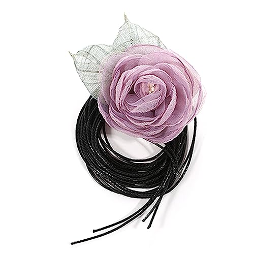 lxuebaix Rose Flower Choker Halskette Schlüsselbeinkette Braut Stoff Halsketten Zubehör für Frauen Elegante verstellbare Taillenkette von lxuebaix