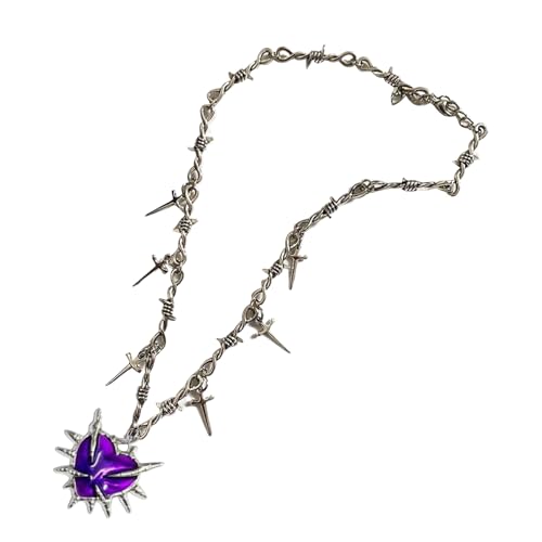 lxuebaix Schicke Halskette mit wärmeren Anhängern und Dornenknoten, zarte Schlüsselbeinkette, stilvolle Halskette mit Herzanhänger für modebewusste Damen von lxuebaix