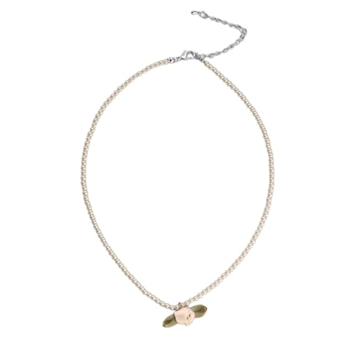 lxuebaix Simulierte Perlenkette Weibliches Temperament Perlen Tuch Blume Schlüsselbeinkette Student Verstellbare Kette Pulloverkette von lxuebaix