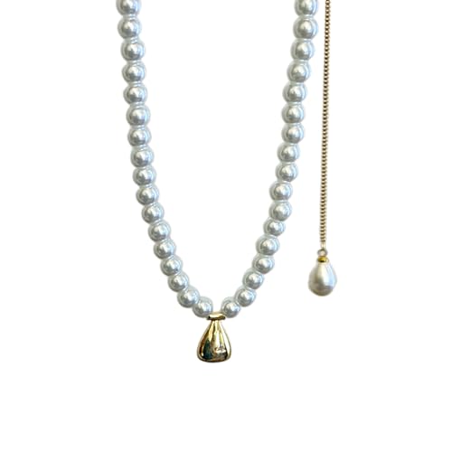 lxuebaix Stilvolle Damen-Halskette mit kurzen Perlen, Imitationsperlen-Halskette, modisches Accessoire, trendiger Halsschmuck für den täglichen Party-Look von lxuebaix