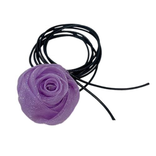 lxuebaix Stilvolle Rosenblüten-Halskette, Simulationsblume, Halskette für Damen und Mädchen, Schlüsselbeinkette, auffälliges Halsband-Zubehör von lxuebaix