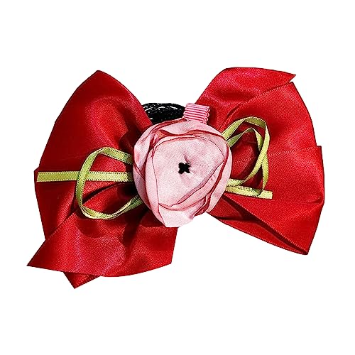 lxuebaix Stoff-Bowknot-Choker-Halskette, handgefertigte Blütenkrawatte, verstellbar, schlichtes Design, eleganter Schleifenkragen, geeignet für Party, Stoff-Bowknot-Halskette, Rot von lxuebaix