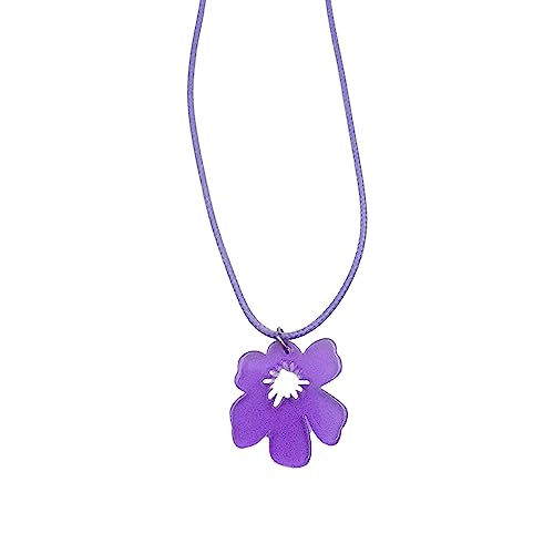 lxuebaix Süße Blumen-Anhänger-Halskette für Frauen, Freundin, unregelmäßige Blumen-Halsband, modische Acryl-Schlüsselbeinkette, Schmuck, Geschenk von lxuebaix