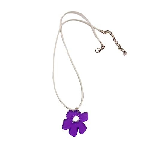 lxuebaix Süße Blumen-Anhänger-Halskette für Frauen, Freundin, unregelmäßige Blumen-Halsband, modische Acryl-Schlüsselbeinkette, Schmuck, Geschenk von lxuebaix