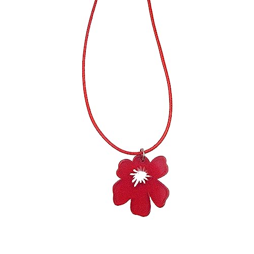 lxuebaix Süße Blumen-Anhänger-Halskette für Frauen, Freundin, unregelmäßige Blumen-Halsband, modische Acryl-Schlüsselbeinkette, Schmuck, Geschenk von lxuebaix