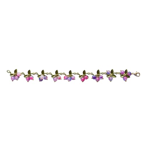lxuebaix Süße Frühlingspflanzen-Armbänder für Frauen, Vintage-Statement, bunte Perlen, Cranberry-Blätter, Armband, Armreif, weiblicher Schmuck von lxuebaix