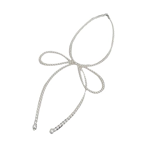 lxuebaix Temperament künstliche Kristallperlen Schleife Halskette für Frauen Jahrestag Mode Vintage Perlen Kette Halsband Schmuck von lxuebaix