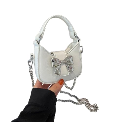 lxuebaix Umhängetasche für Damen mit Kettenriemen, süße Handtasche mit Schleife, Schultertasche, modische Umhängetasche, Einkaufstasche, Dating-Tasche von lxuebaix