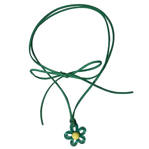 lxuebaix Verstellbare Kette, bunte Blumen-Anhänger-Halskette, Pflaumenblüten-Halsband, Jubiläumsschmuck, Y2k-Halskette zum Binden von lxuebaix