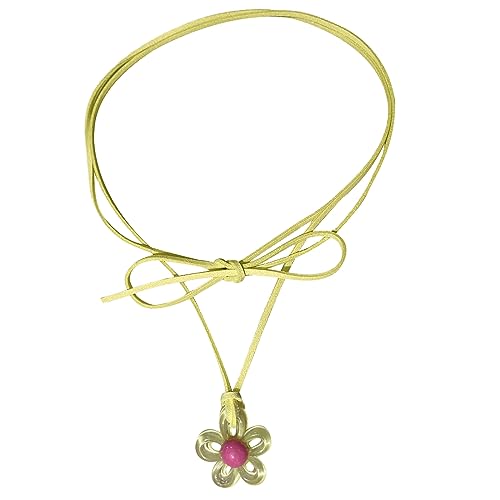 lxuebaix Verstellbare Kette, bunte Blumen-Anhänger-Halskette, Pflaumenblüten-Halsband, Jubiläumsschmuck, Y2k-Halskette zum Binden von lxuebaix