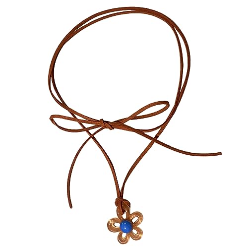 lxuebaix Verstellbare Kette, bunte Blumen-Anhänger-Halskette, Pflaumenblüten-Halsband, Jubiläumsschmuck, Y2k-Halskette zum Binden von lxuebaix