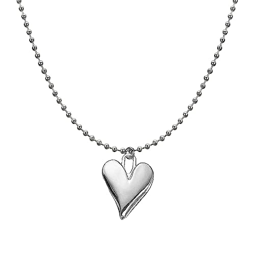lxuebaix Y2K Perlenkette Halskette 3D Herz Choker Halskette für Frauen Sommerschmuck Herz Schlüsselbeinkette Halskette Teenager Mädchen Geschenk von lxuebaix