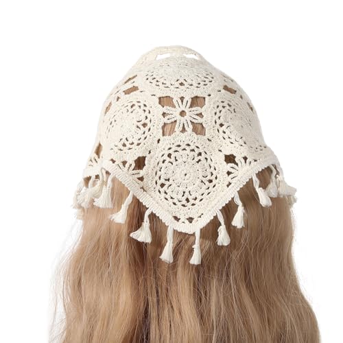 lxuebaix Zarter Häkel-Turban mit Quasten, heiße Mädchen, die Fotos machen, Haarschal, Strick-Stirnband für Frauen, Reisen, Haar-Accessoire von lxuebaix