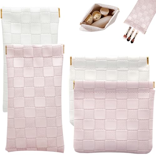 lyBlissor Kosmetiktasche aus Leder für Geldbörse, kleine Make-up-Tasche für Damen, wasserdicht, tragbar, kein Reißverschluss, Münzgeldbörse, Lippenstift, Geldbörse, Zubehör, Organizer, karierte lyBlissor Kosmetiktasche aus Leder für Geldbörse, kleine Make-up-Tasche für Damen, wasserdicht, tragbar, kein Reißverschluss, Münzgeldbörse, Lippenstift, Geldbörse, Zubehör, Organizer, karierte von lyBlissor