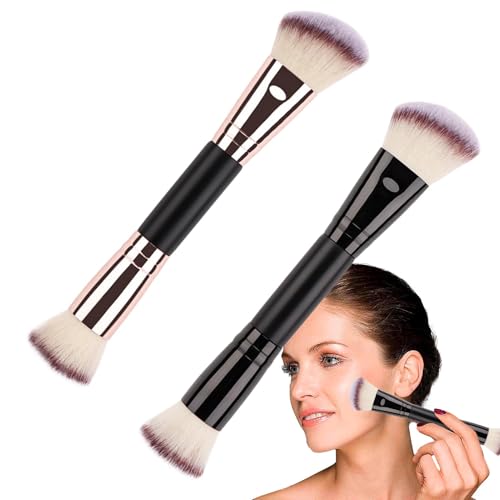 lyanny Augen-Make-up-Pinsel, Kosmetik-Make-up-Pinsel, Doppelseitiger Lidschatten-Puderpinsel, Tragbarer Creme-Make-up-Gesichtspinsel für Erwachsene zum Konturieren und Bronzieren von lyanny