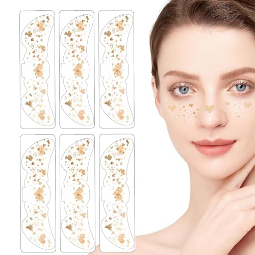lyanny Make-up-Patches, Make-up-Aufkleber - Kosmetikaufkleber für Frauen | Set mit 6 Gesichts-Make-up-Speckles-Patches, niedlichen Make-up-Accessoires für Frauen und Mädchen, Kosmetikaufkleber von lyanny