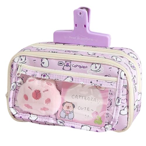 lyanny Niedliches Capybara-Federmäppchen, Cartoon-Federmäppchen,Kosmetiktasche mit großem Fassungsvermögen und Reißverschluss | Capybara Schulbedarf-Kosmetiktasche mit Reißverschluss, niedlicher von lyanny