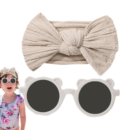 lyanny Stirnbandschleifen für Babys, Neugeborenen-Stirnbandschleifen | Baby-Stirnbänder und Brillen-Set | Baby-Mädchen-Schleifen-Stirnband-Sonnenbrillen-Set, niedliche Nylon-Schleifen-Haarbänder, von lyanny