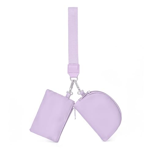 Geldbörse mit zwei Schlüsselringen – Mini-Geldbörse mit Reißverschluss und abnehmbarer Doppeltasche – ideal für Münzen, Karten, Schlüssel, Geldbörse für Damen und Herren, Violett / Violett von lylqmy