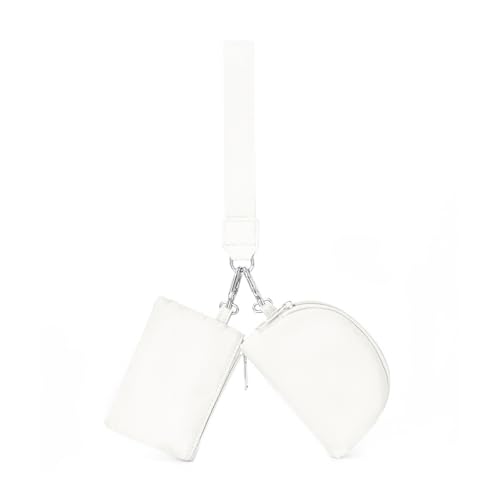 Geldbörse mit zwei Schlüsselringen – Mini-Geldbörse mit Reißverschluss und abnehmbarer Doppeltasche – ideal für Münzen, Karten, Schlüssel, Geldbörse für Damen und Herren, Weiß/Weiß von lylqmy