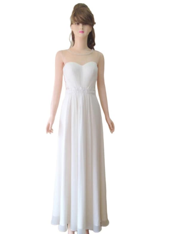 Aus Weißen Prom Brautjungfer Kleid. Maxi-Kleid. Chiffon Boden Länge von lynamobley2012