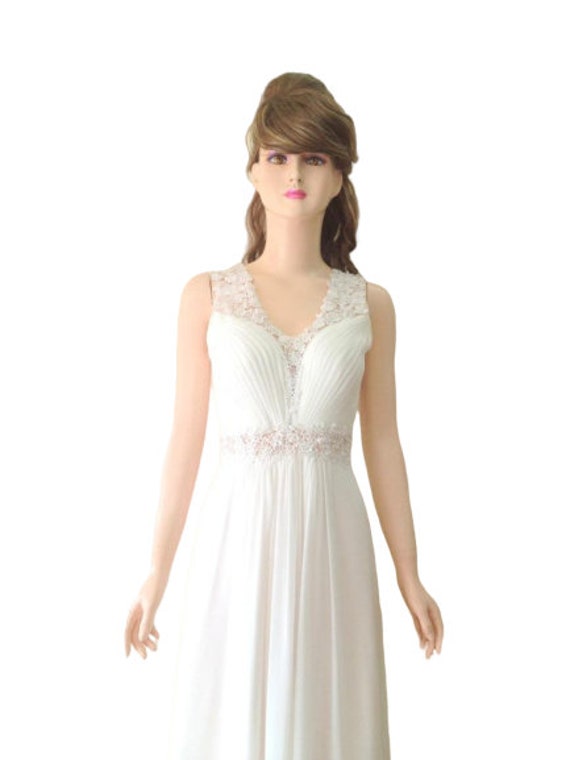 Aus Weißen Prom Brautjungfer Kleid. Maxi-Kleid. Chiffon Boden Länge von lynamobley2012