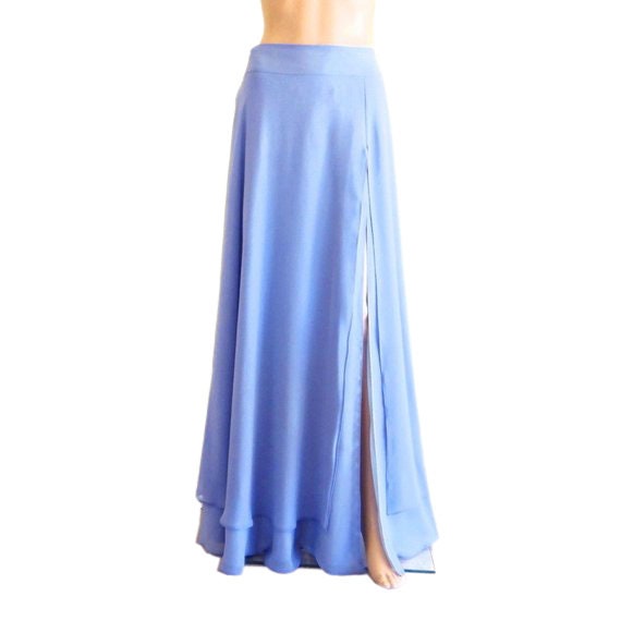 Blauer Jay Brautjungfernrock. Langer Rock Mit Schlitz. Bodenlanger Rock. Chiffon Maxi von lynamobley2012