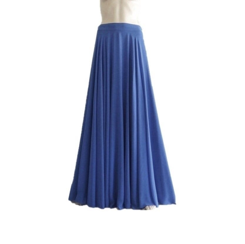 Blauer Maxi Rock. Tellerrock Blau. Langer Brautjungfer Chiffon Abendrock von lynamobley2012