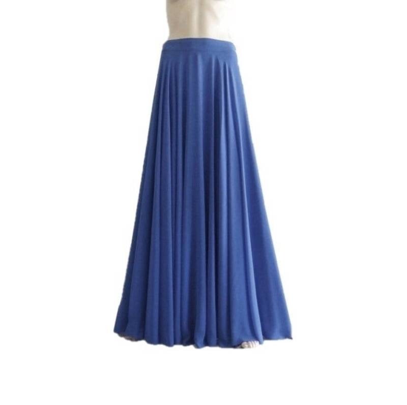 Blauer Maxi Rock. Tellerrock Blau. Langer Brautjungfer Chiffon Abendrock von lynamobley2012