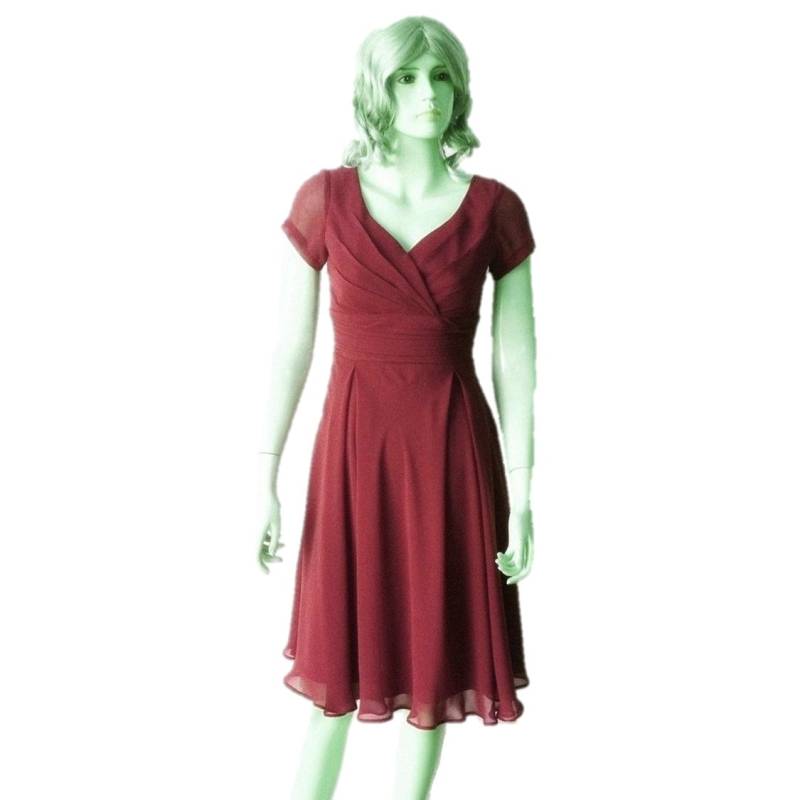 Burgunder-Kleid Mit Ärmeln. Burgund Brautjungfernkleid. Knielange Kleid von lynamobley2012