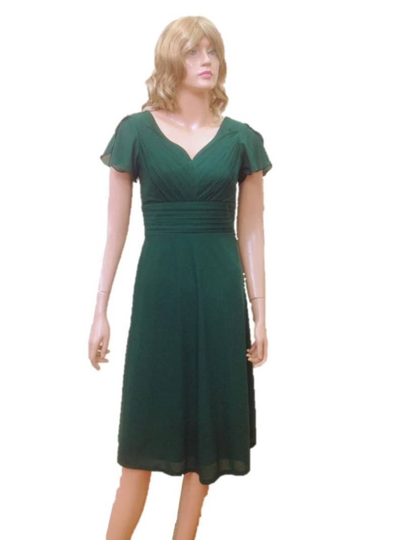 Dunkel Grün Brautjungfernkleid. Kleid Mit Ärmeln von lynamobley2012