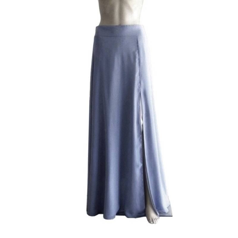 Dunkelblauer Brautjungfernrock. Partyrock Aus Stahl. Chiffon Maxi Rock. Langer Abendrock. Rock Mit Schlitz von lynamobley2012