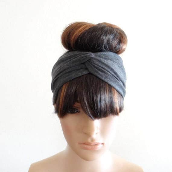Dunkelgrau Stirnband. Kopf Wickeln. Twist Wickeln. Stretch Weiche Baumwolle Spandex von lynamobley2012