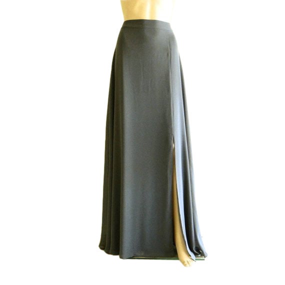 Dunkelgrauer Brautjungfernrock. Langer Rock Mit Schlitz. Bodenlänge Rock. Chiffon Maxi von lynamobley2012