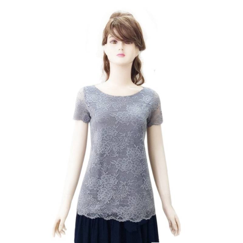 Graues Brautjungfern Top. Stretch Spitzen Graue Partybluse von lynamobley2012