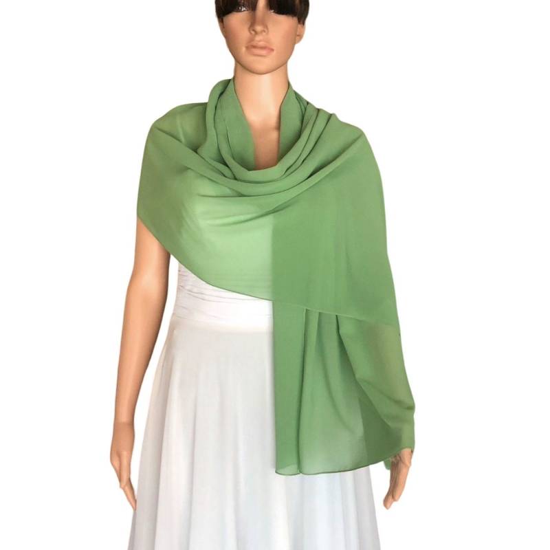 Grüner Langer Schal. Dunkler Salbeigrüner Wickelschal. Chiffon Weicher von lynamobley2012