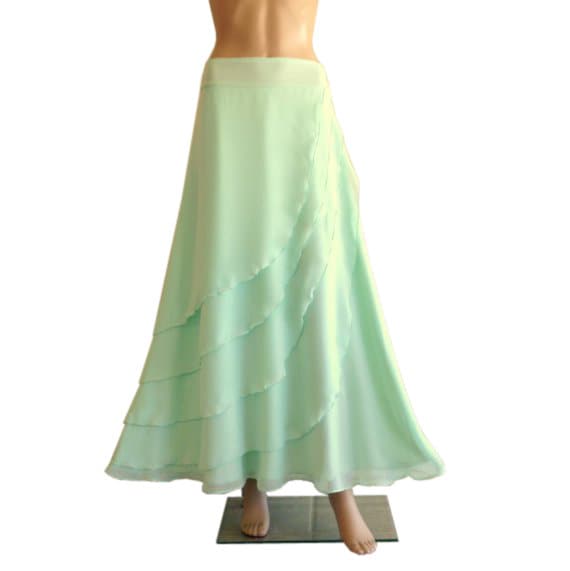 Hell Mintgrüner Brautjungfernrock. Chiffon Maxi Rock. Abendrock. Bodenlänge von lynamobley2012