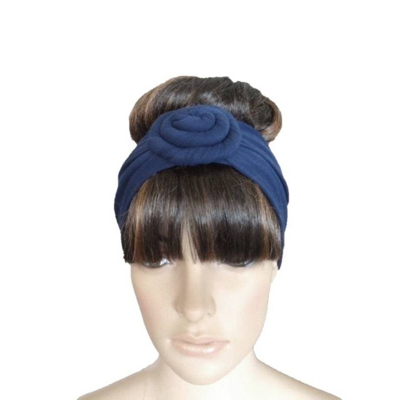 Marine Blau Haarband. Blume Stirnband. Baumwolle Spandex Haar Wickeln. Stretch Head Wrap von lynamobley2012